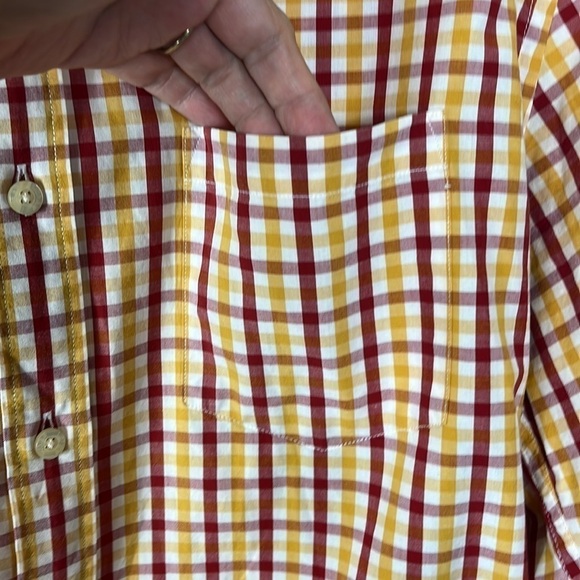 J. Crew Factory Button Down Shirt Men's M Fitted Red Gold Check 100% Cotton - Picture 8 of 13